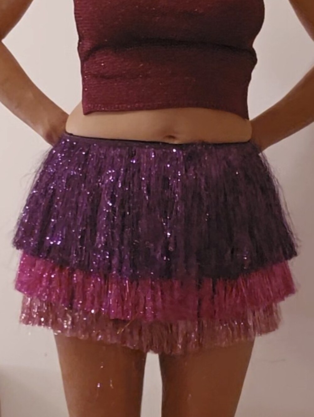 Nwt Metallic Disco Fringe Tassel Rainbow Popsicle Flippy Mini Skirt Skort Size 4